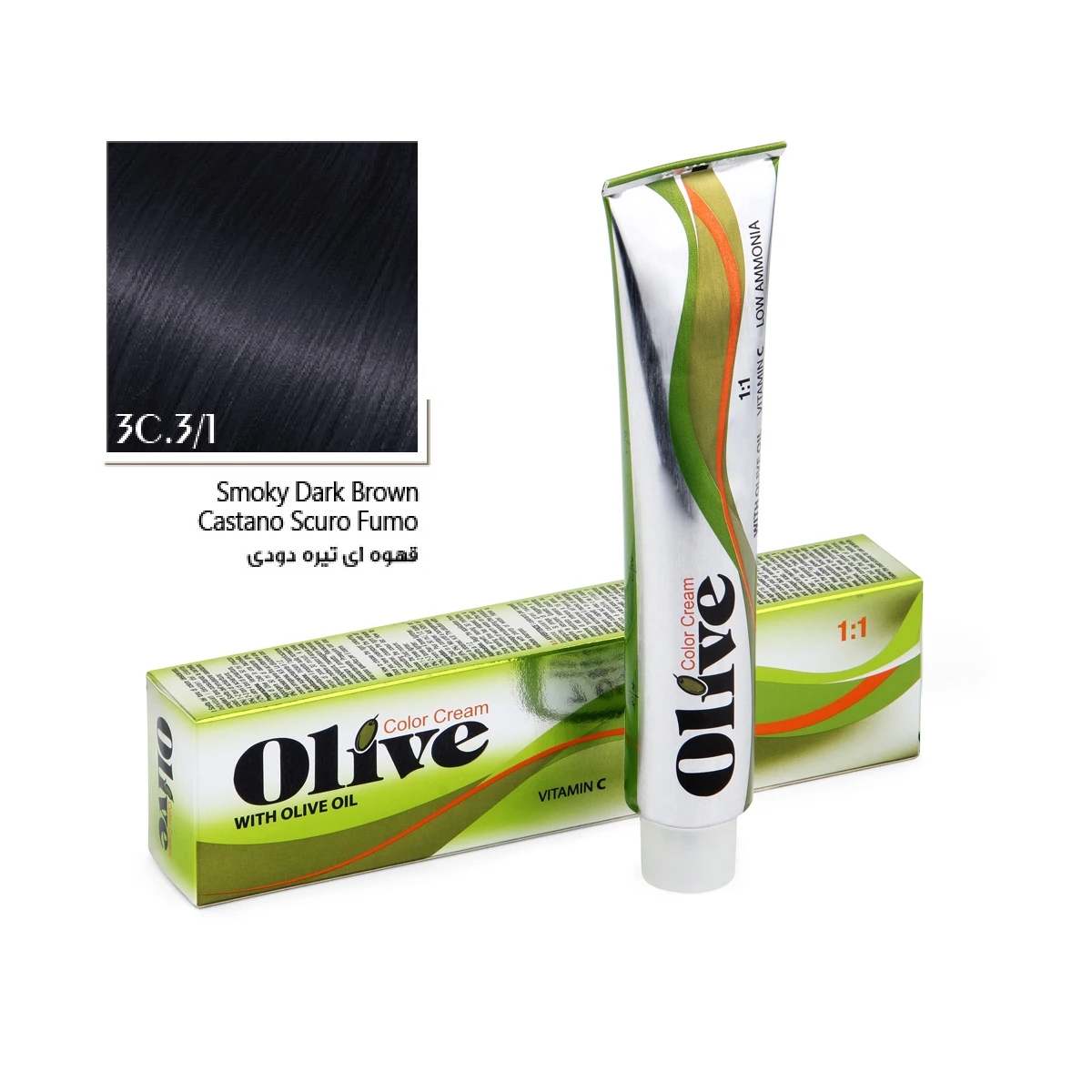 3c-olive رنگ مو قهوهای تیره دودی الیو شماره 3C.3/1 سری Smoky حجم 100 میلیلیتر - Image 1