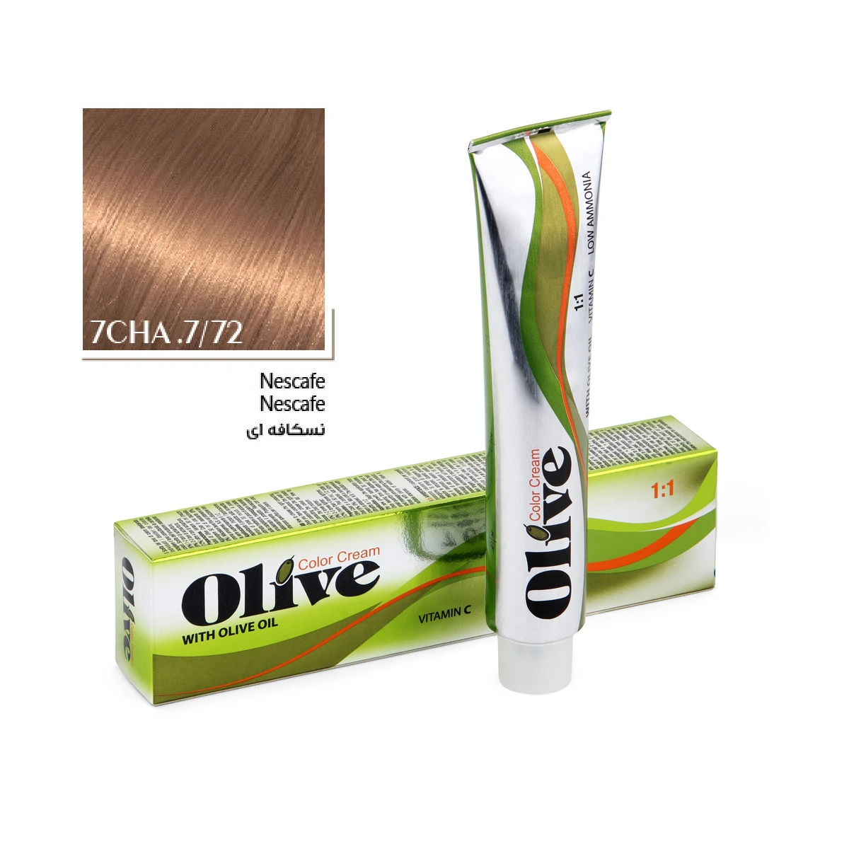 7cha-olive رنگ مو نسکافهای الیو شماره 7CHA.7/72 سری Mocha Mood حجم 100 میلیلیتر - Image 1