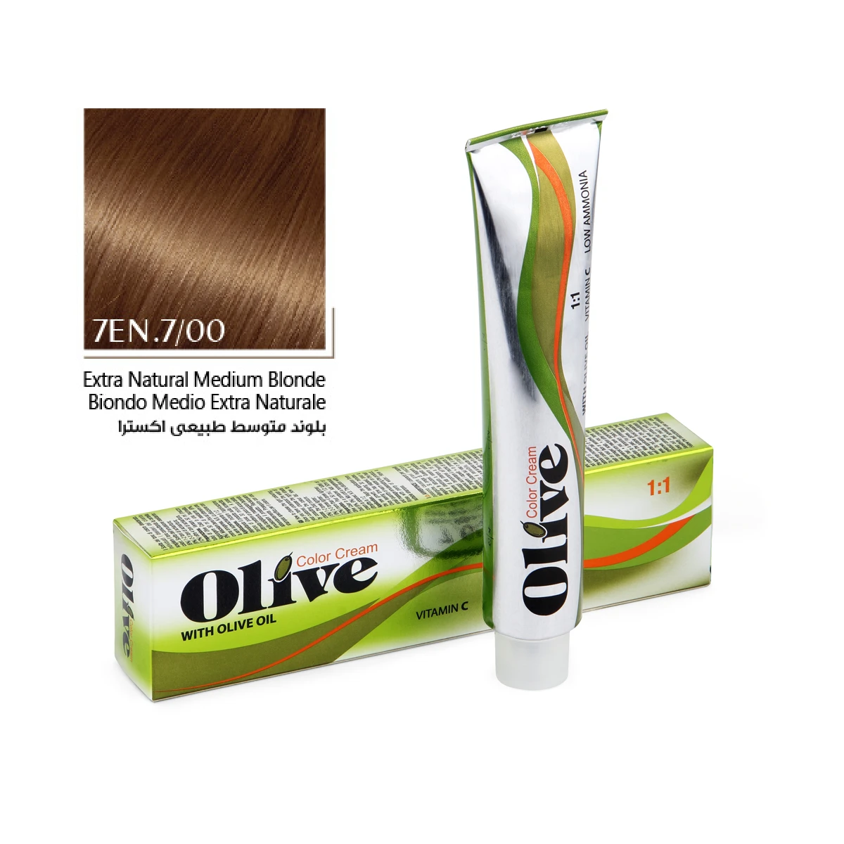 7en-olive hair color رنگ مو بلوند متوسط طبیعی اکسترا الیو شماره 7EN.7/00 سری Extra Natrual حجم 100 میلیلیتر - Image 1